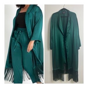 Eloquii Teal Fringe Jacket